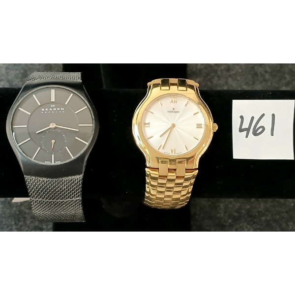 LOT OF 2 - MEN'S MOVADO & SKAGEN WRISTWATCHES