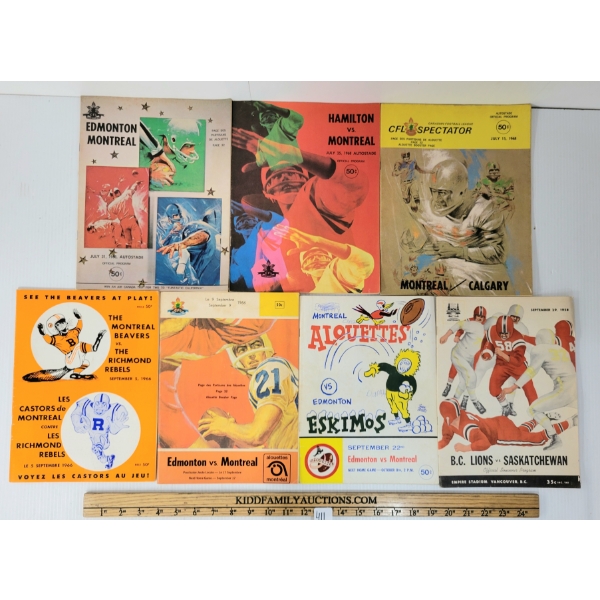 LOT OF 7 - 1958-1968 CFL OFFICIAL PROGRAMS