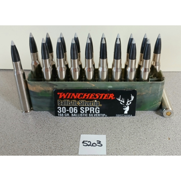 AMMO: 20X WINCHESTER .30-06 SPRG - 168GR - BALLISTIC SILVERTIP