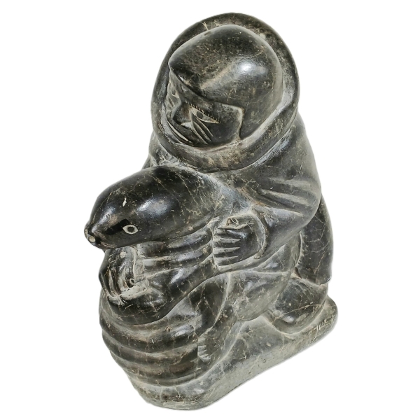 MAN SAVING FRIEND FROM SEAL - SIGNED - STONE