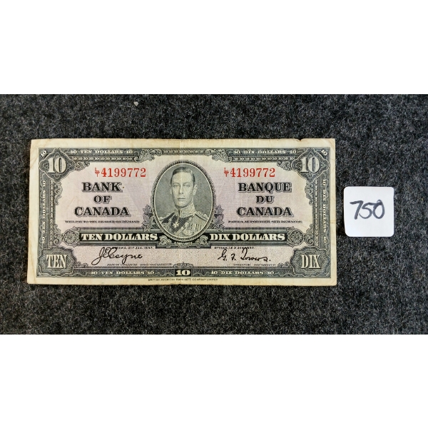 1937 BANK OF CANADA $10 BANKNOTE