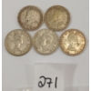 Image 2 : LOT OF 5 - CDN 25 CENT SILVER PCS - INCL 1918, 1934 & 1950
