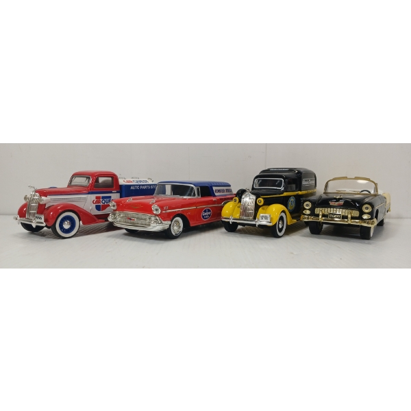 LOT OF 4 - LIBERTY CLASSICS DIECAST MODELS - COOPER TIRES, CAR QUEST, HOME HARDWARE, ETC