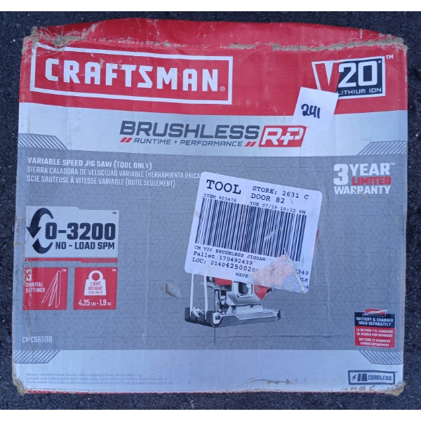 CRAFTSMAN BRUSHLESS RP VARI. SPEED JIG SAW