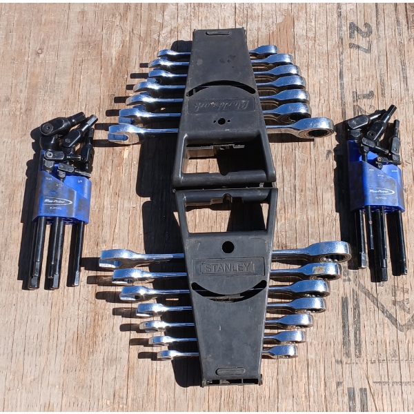 LOT OF 4 - STANLEY & BLACKHAWK WRENCH SET, PIVOT HEAD WRENCH SETS