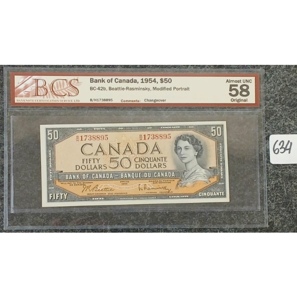 1954 CDN $50 BANKNOTE - BCS GRADED