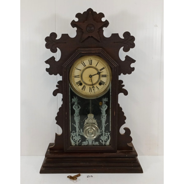 1894 ANSONIA "BERKELEY" 8 DAY WALNUT SHELF CLOCK