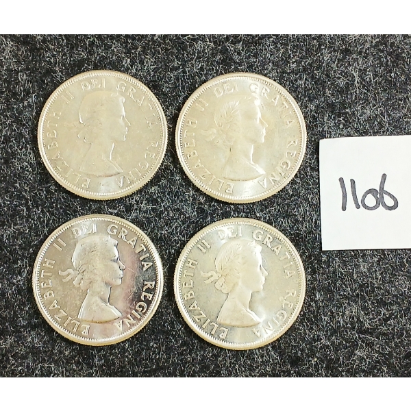 LOT OF 4 - 1962 CDN 50 CENT SILVER COINS