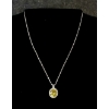 Image 1 : STERLING SILVER NECKLACE W/ PERIDOT & DIAMOND OVAL PENDANT