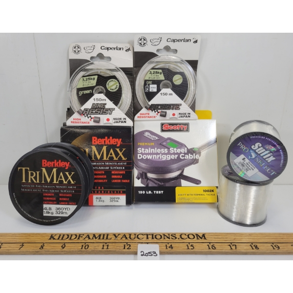 LOT OF 9 - MISC FISHING LINE - INCL BERKLEY, CAPERLAN, ETC