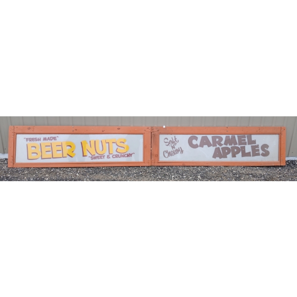 BEER NUTS & CARMEL APPLES WOOD & ACRYLIC CONCESSION STAND SIGN