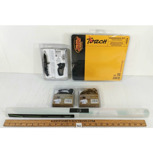 JOB LOT - BROWNING CARABINER FLASHLIGHT - TACTICAL KNIFE COMBO & BINO HARNESSES ETC