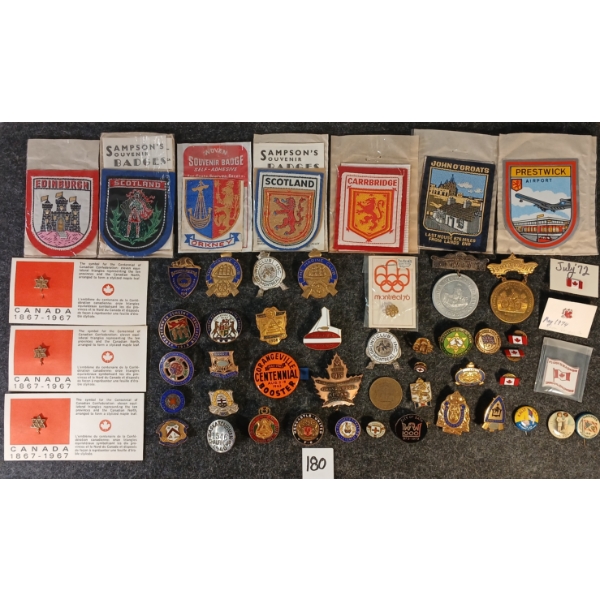 JOB LOT - WORLD PINS, PATCHES, SOUVENIR MEDALS, ETC