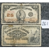 Image 1 : LOT OF 2 - 1900 & 1923 DOMINION OF CANADA 25 CENT SHINPLASTER BANKNOTES