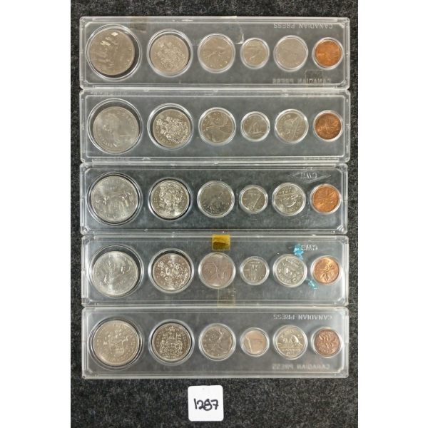 LOT OF 5 - 1971-1982 CDN DENOMINATION COIN SETS