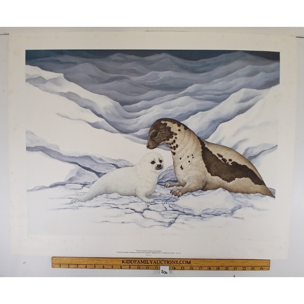 "GENTLE MOMENTS - HARP SEALS" BY CHRISTINE MARSHALL (PRS CDN ARTIST) - LITHO PRINT