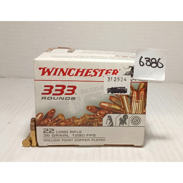 AMMO: APPROX 333X WINCHESTER .22 LR - 36GR - COPPER PLATED HP