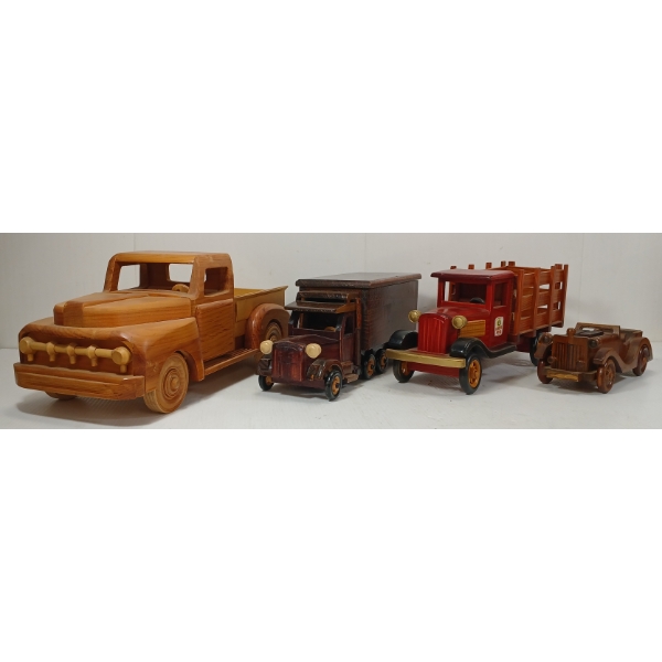 LOT OF 4 - WOODEN MODEL CARS