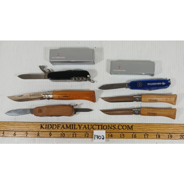 LOT OF 6 - FOLDING KNIVES - INCL SWISS