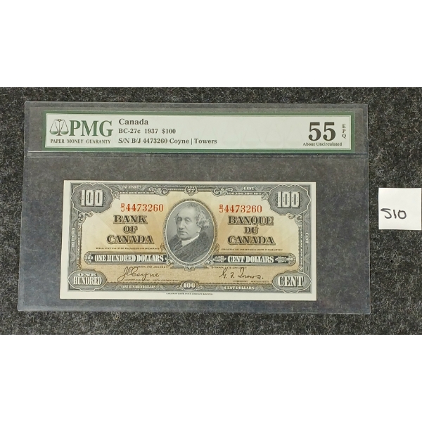 1937 CDN $100 BANKNOTE - PMG GRADED
