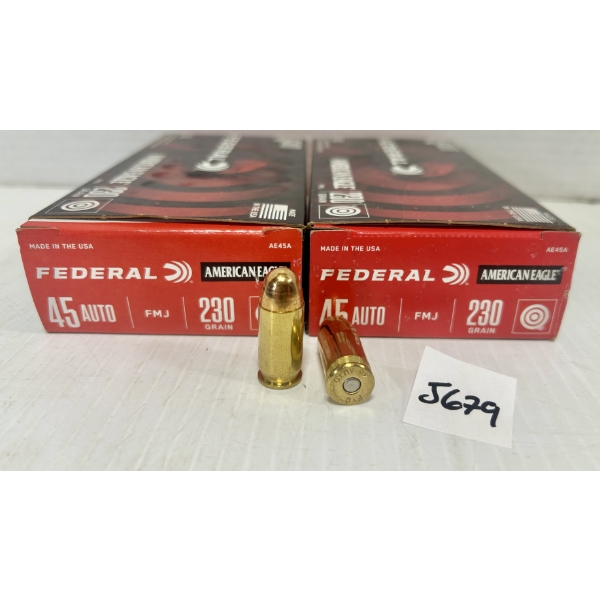AMMO: 100X FEDERAL .45 ACP 230GR. FMJ