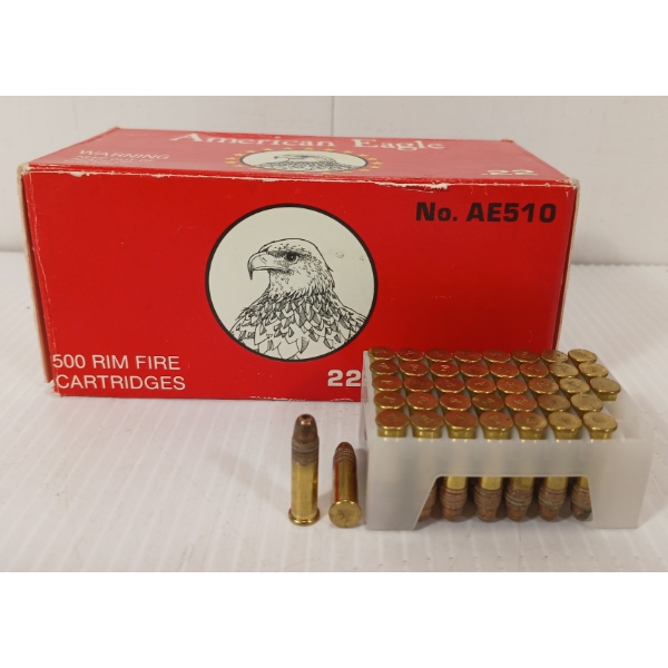 AMMO: APPROX 550X FEDERAL AMERICAN EAGLE .22 LR - 38GR - HP & RF