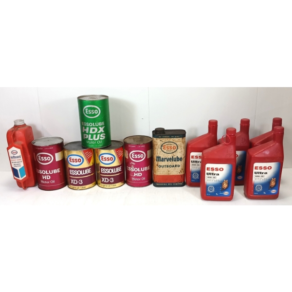 LOT OF 12 - MISC ESSO OIL CANS & BOTTLES