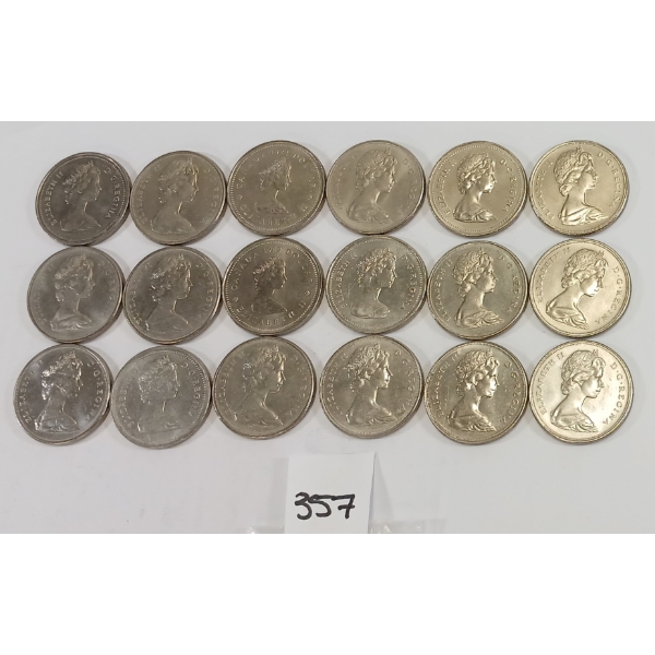 LOT OF 18 - CDN DOLLAR COINS - INCL 1968, 1972 & 1981 ETC