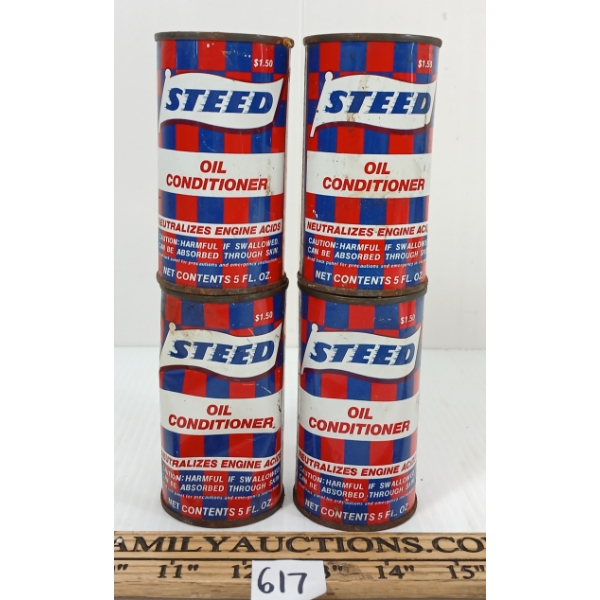 LOT OF 4 - STEED OIL CONDITIONER 5OZ CANS W/ CONTENTS