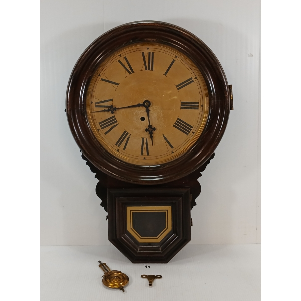 E. INGRAHAM 8 DAY WALL CLOCK