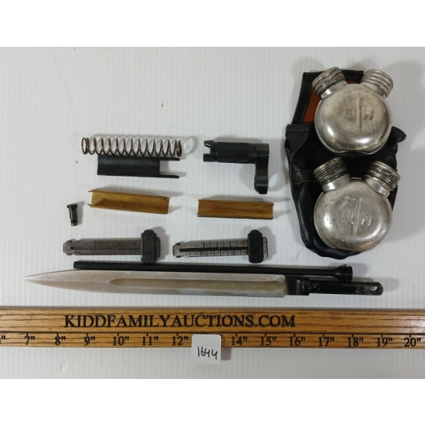 JOB LOT - UNKNOWN BAYONET, OILERS, REAR SIGHT LEAF ASSEMBLIES, ETC 