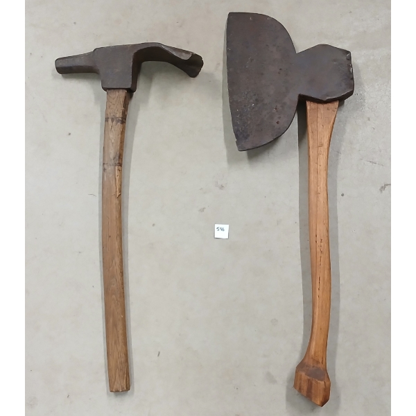 LOT OF 2 - PRIMITIVE BROADHEAD AXE & PICKAXE
