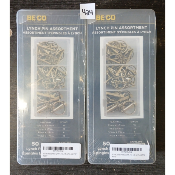 LOT OF 2 - BE CO LYNCH PIN ASSORTMENT SETS - AS NEW