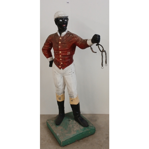 BLACK AMERICANA LAWN JOCKEY CONCRETE STATUE