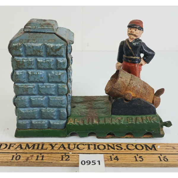 CANON & SOLDIER ARTILLERY CAST IRON BANK 