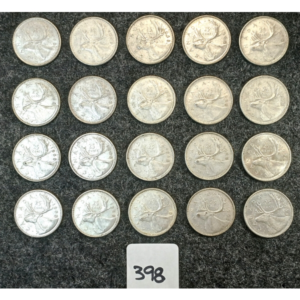 LOT OF 20 - 1968 CDN 25 CENT COINS