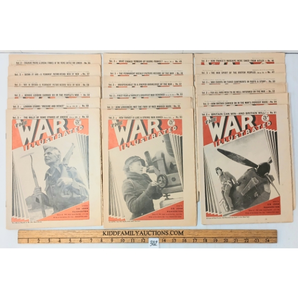 LOT OF 18 - 1940 "THE WAR ILLUSTRATED" VOL. 3 MAGAZINES