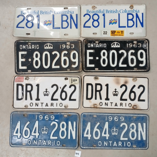 LOT OF 4 - PAIRS OF ONTARIO & BRITISH COLUMBIA LICENCE PLATES
