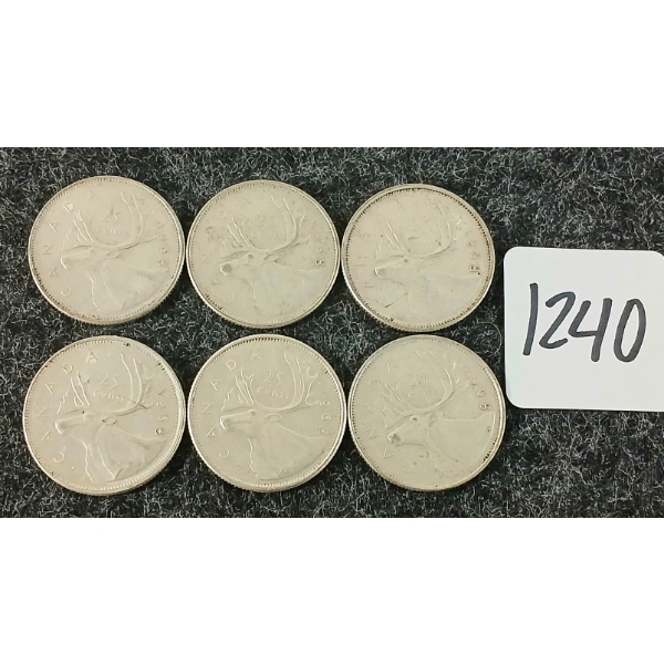 LOT OF 6 - 1968 CDN 25 CENT COINS