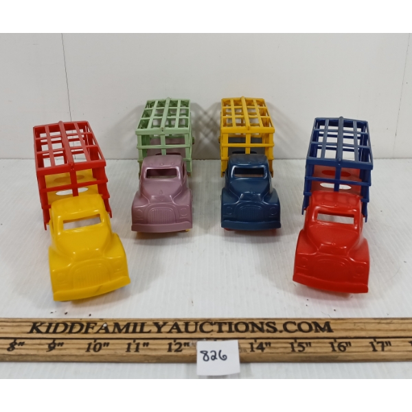 LOT OF 4 - PLASTIC BUBBLE GUM TRUCKS