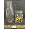LOT OF 2 - JACK & JILL PEANUT BUTTER 1LB JAR & EMBOSSED TORONTO DAIRYMEN'S MILK BOTTLE