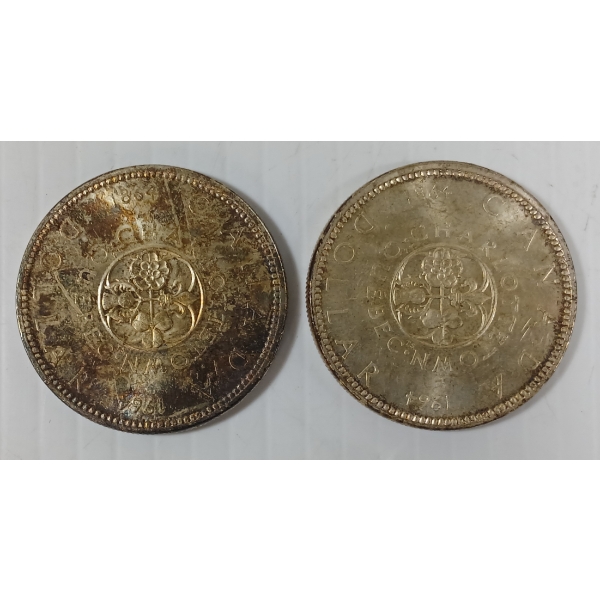 LOT OF 2 - 1964 CDN SILVER DOLLARS - CHARLOTTETOWN
