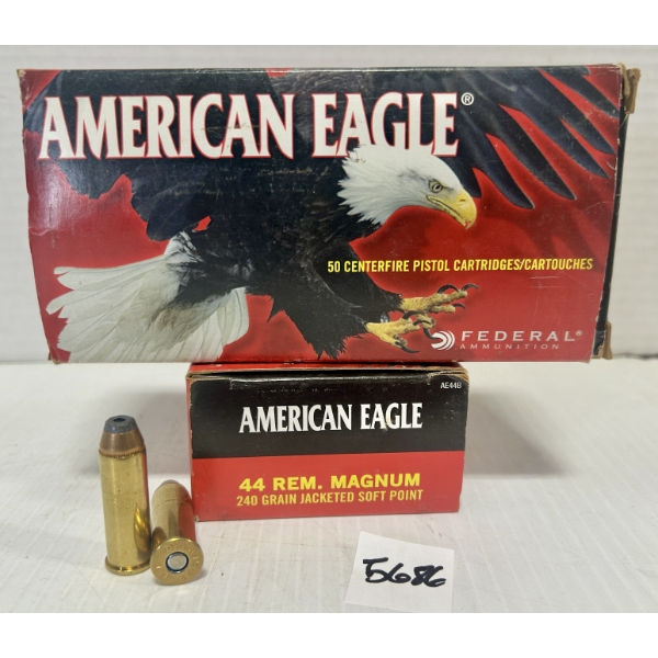AMMO: 100X FEDERAL .44 REM MAG 240GR. JSP