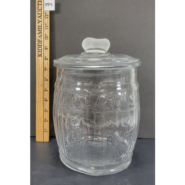 PLANTERS GLASS PEANUT JAR W/ LID