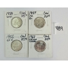 LOT OF 4 - 1956-1958 & 1967 CDN 25 CENT SILVER PCS