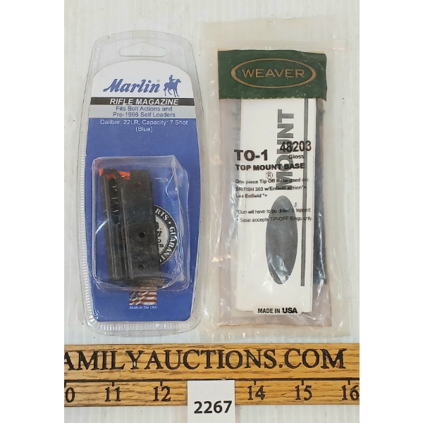 LOT OF 2 - MARLIN .22LR MAG & WEAVER TOP MOUNT BASE