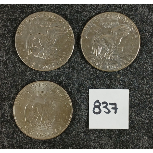 LOT OF 3 - 1972-1977 U.S. EISENHOWER SILVER DOLLAR COINS 