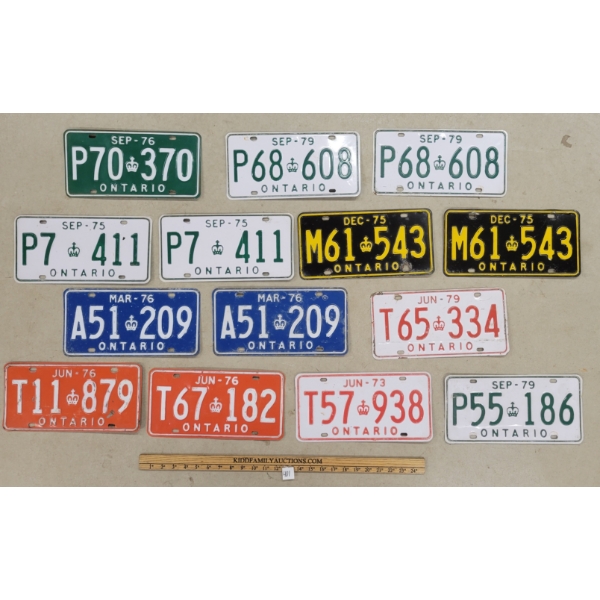 LOT OF 14 - 1973-1975 ONTARIO LICENCE PLATES