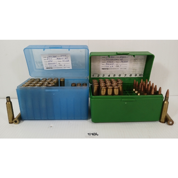 AMMO / BRASS: 65X MIXED .244 REM - 75 & 87GR  - HORNADY HP LIVE  - RELOADS - 11X BRASS