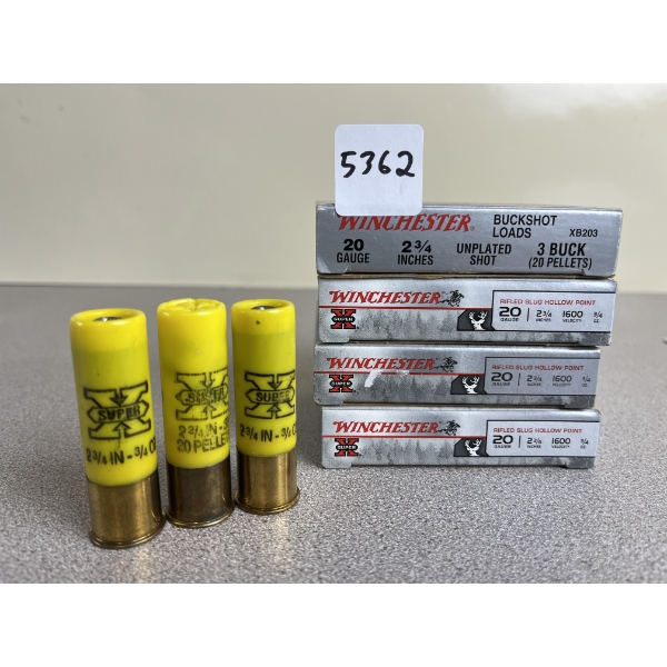 AMMO: 20X WINCHESTER 20 GA 2-3/4IN (15X SLUGS 5X BUCKSHOT)